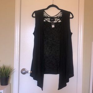 Lace Crochet Sleeveless Wrap Vest